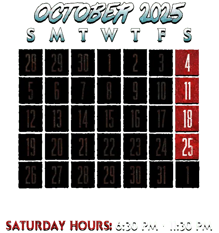 Open Saturdays in October 4, 11, 18, 25
